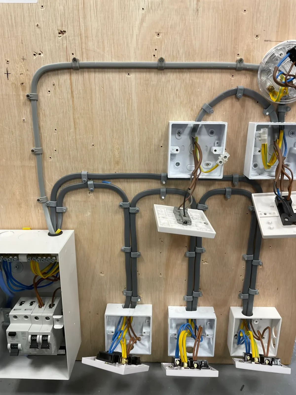 Electrical installation work completed during college training